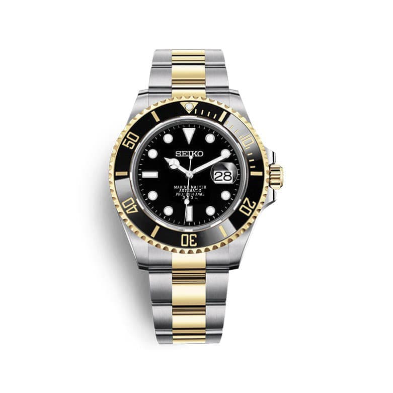 Seiko Black Royal Submariner Homage Mod Watch