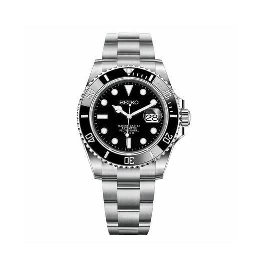 Seiko Black Submariner Homage Mod Watch