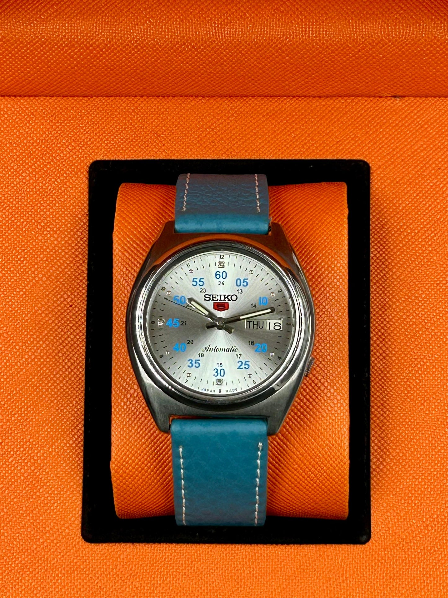 Pre-Owned Seiko 5 Sports Automatic Leather Blue